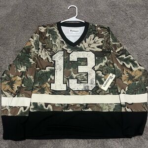 Camouflage Leaf Print Jersey with Number 13